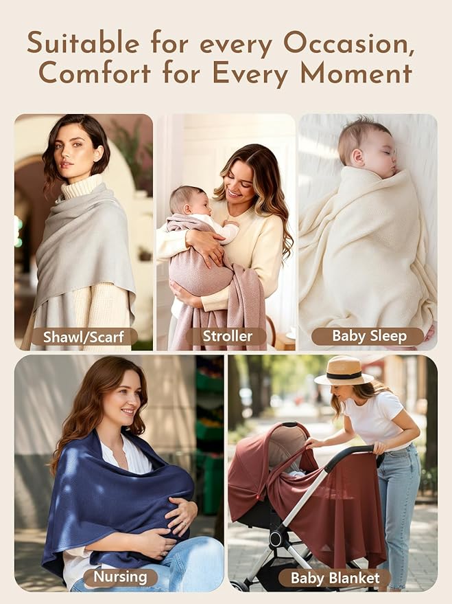 2pk Nursing Cover for Breastfeeding, Soft & Breathable Privacy Poncho, Multi-Use Feeding Shawl, Comfortable & Portable Breastfeeding Cover for Women Includes Mesh Laundry Bag