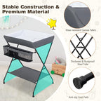 Costzon Changing Table, Portable Baby Changing Table Foldable Diaper Changing Station with Safety Belt, Large Storage Rack & Shelf, Nursery Organizer for Newborn Infant (Dark Gray)