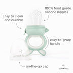 Moss and Fawn Little Explorer Kit - Silicone Frozen Breast Milk Popsicle Kit with Forage Feeder, Teething Popsicle Ice Cube Tray, & Gather & Roll Baby Feeding Bib - BPA, PVC, & Lead-Free - Fern