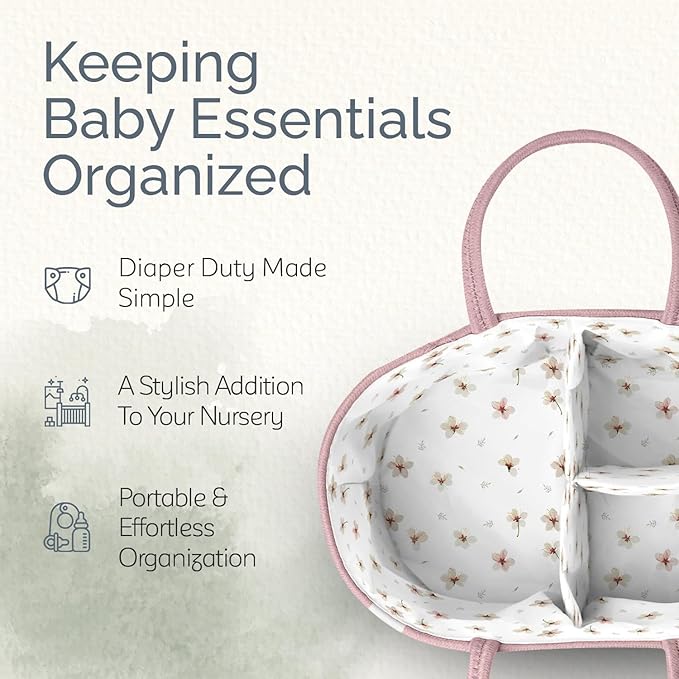 KiddyCare Diaper Caddy Nappy Organiser Changing Basket (Pink)