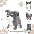 Easfan Electric Walking Plush Dog Toy Interactive Talking Musical Plush Toy Grey Puppy Birthday Gifts for Kids Toddlers,7"