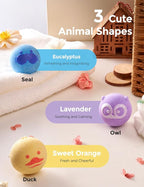 Momcozy Natural Essential Oil Bath Bombs,3 Pcs Bubble Bath Fizzy Balls with 3 Cute Animal Shapes,Bath Bombs Gift Set for Kids Girls Boys Toddler, Ideal Gift for Birthday, Bath Bomb Kit