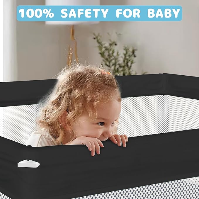 TOREVSIOR Foldable Baby Playpen with Mat, 50"×50" Collapsible Play Pen for Babies and Toddlers, Indoor & Outdoor Kids Safety Play Pen, Portable Play Yard, Foldable Baby Playpen with 50 Ocean Balls