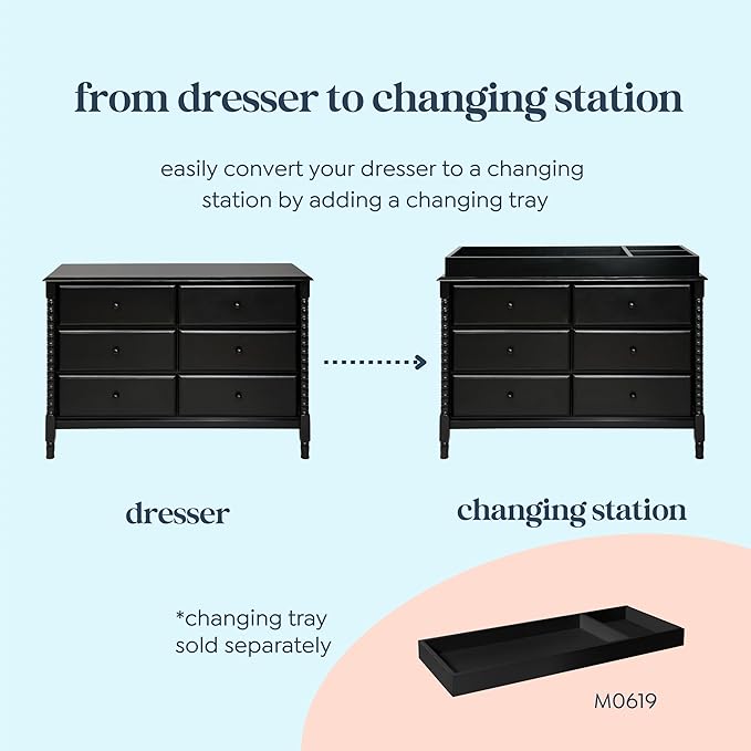 DaVinci Jenny Lind Spindle 6-Drawer Dresser in Ebony