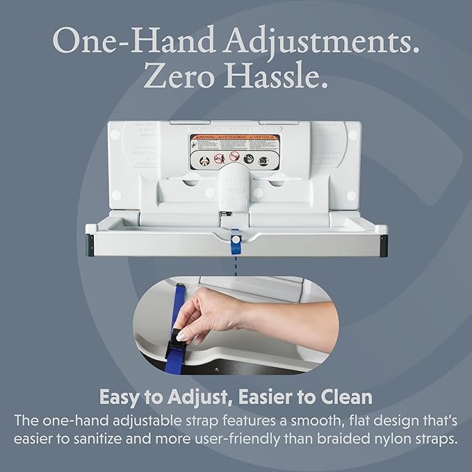 Foundations Stainless Steel Frameless Horizontal Baby Diaper Changing Station, Wall Mounted, Built in Liner Dispenser, Dual Bag Hooks (5410339)