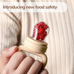 2 Pack Silicone Baby Fruit Feeder with Mini Freezer Tray, Breastmilk Popsicle Molds for Baby Teething Relief, Teethers, Fresh Food Feeder for Safe Infant Self Feeding, Extra Food Pouches - Chocolate