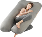 Amagoing Pregnancy Pillows with Cooling Cover, U-Shape Full Body Pillow for Sleeping, Support for Back, Legs, Belly, HIPS for Pregnant Women, Maternity Pillow for Adults, Dark Grey Cooling