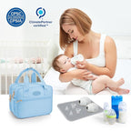PIIOSER Breastmilk Cooler Bag with Ice Pack, Compatible with Wearable Breast Pumps & Accessories - Portable Pumps Carrying Case for Nursing & Working Moms, Blue