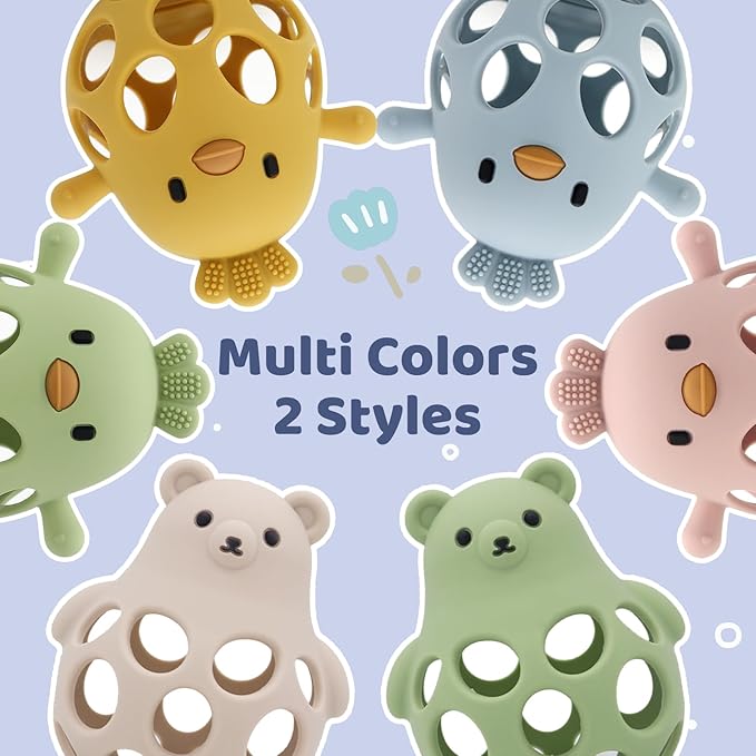 Baby Teething Toys Silicone Teethers - Babies Toys Chew Toys Food Grade Silicone for Sucking Needs, BPA Free for 0-6 6-12 Months(Blue Green)