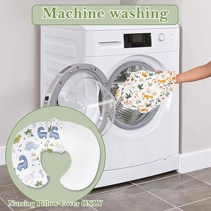 Nursing Pillow Covers 2 Pack – Soft Breathable Cotton, Fits Standard Breastfeeding Pillows, Washable & Hypoallergenic for Newborn Baby Girls & Boys,Cover Only