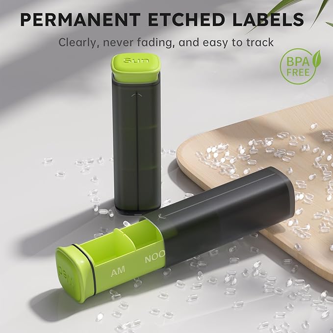 Weekly Pill Organizer 3X a Day, Detachable Pill Box 7 Day, Large 3 Times Daily Pill Case, Travel Pill Container Holder, Week Medication Dispenser Pillbox for Vitamin Supplement Medicine, Green