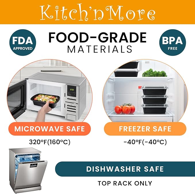 38oz Meal Prep Containers, Extra Large &Thick Food Storage Containers with Lids, Reusable Plastic,Disposable Bento Box,Stackable,Microwave/Freezer/Dishwasher Safe, BPA Free (30Pack)