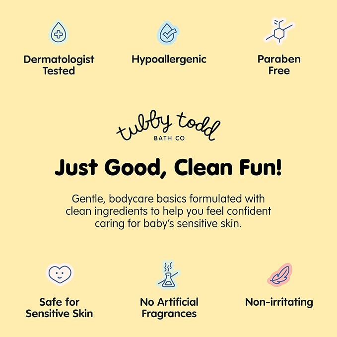 Tubby Todd Baby Cradle Cap Solution - The Bye-Bye Cradle Cap Kit - Cradle Cap Gel 1.8 Oz, Shampoo + Body Wash 8.5 Oz, Lotion 8.5 Oz, All Over Ointment 3.5 Oz, & Cradle Cap Brush - Fragrance-Free