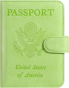 Passport Holder Cover Wallet RFID Blocking Leather Card Case Travel Accessories for Women Men (Apple green)