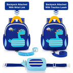 Accmor Toddler Leash Backpack with Anti Lost Wrist Link, Cute Dinosaur Bag with Removable Little Pouch Children Safety Walking Harness, Kids Travel Essential Mini Back Pack with Tether for Baby Boys