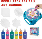 Spin & Paint Refill Pack is for the Wings Giant Spin Art Machine, 5 x Small Cards - 10 x Large Cards for Origami - 5 x Flower Cards - 5 x Gear Cards - 5 x Dinosaur Cards - 6 x Bottles of Colored Paint