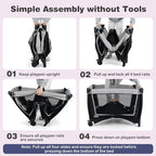 BABY JOY 5 in 1 Pack and Play, Portable Nursery Center Baby Playard w/Bassinet & Diaper Changing Table, Infant Bassinet Activity Center with Toys, Music, Oxford Bag for Toddlers (Space Grey, Classic)