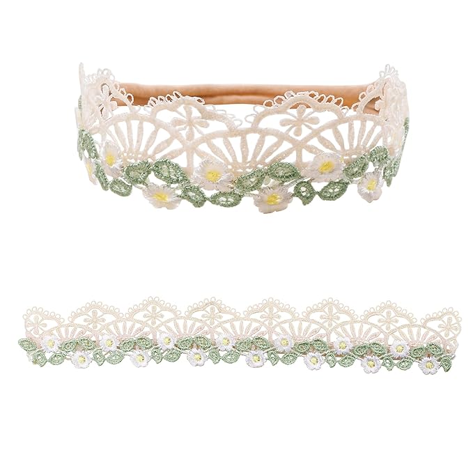 Baby Girl Nylon Headbands Flower Hair Bows Accessories-Elastic Hair Band Crown Handmade FLoral Wraps Birthday Gifts for Girls Newborn Infant Toddler 3Pcs