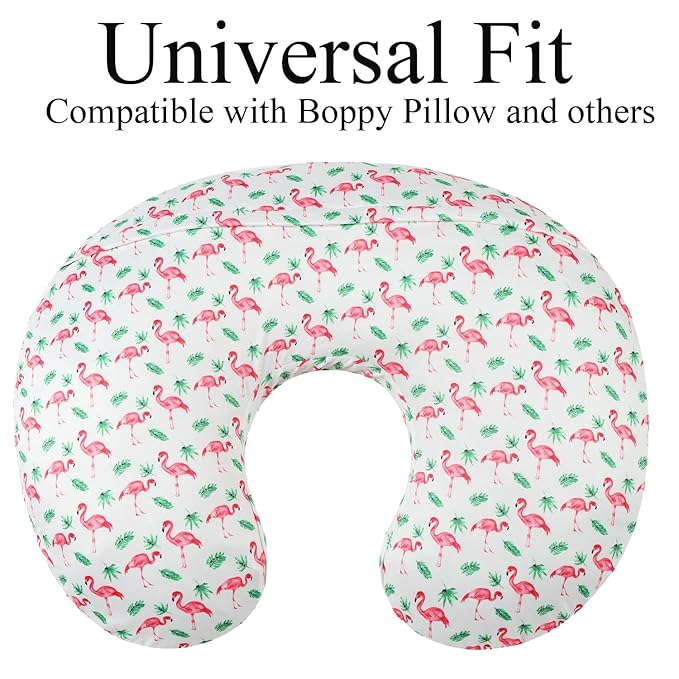 Nursing Pillow Cover Set 3 Pack Nursing Pillow Slipcovers for Moms Breastfeeding Moms, Ultra-Soft Stretchy Fit Standard Nursing Pillows Flamingo Elephant & Lion