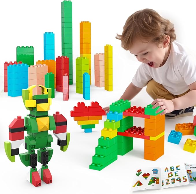Building Blocks for Kids Ages 3-8| 8-Color Building Bricks for Toddlers Development, Creativity, and Motor Skills| 209-piece Toy Building Sets for Ideal Christmas/Birthday Gifts for Boys & Girls