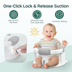 Baby Bath Seat Baby Bathtub - with Strong Suction Cups and 360° Surround Support – Easy Release, Non-Slip Cushion, Lockable Armrests – Infant Bath Chair for Babies 6-24 Months, Grey