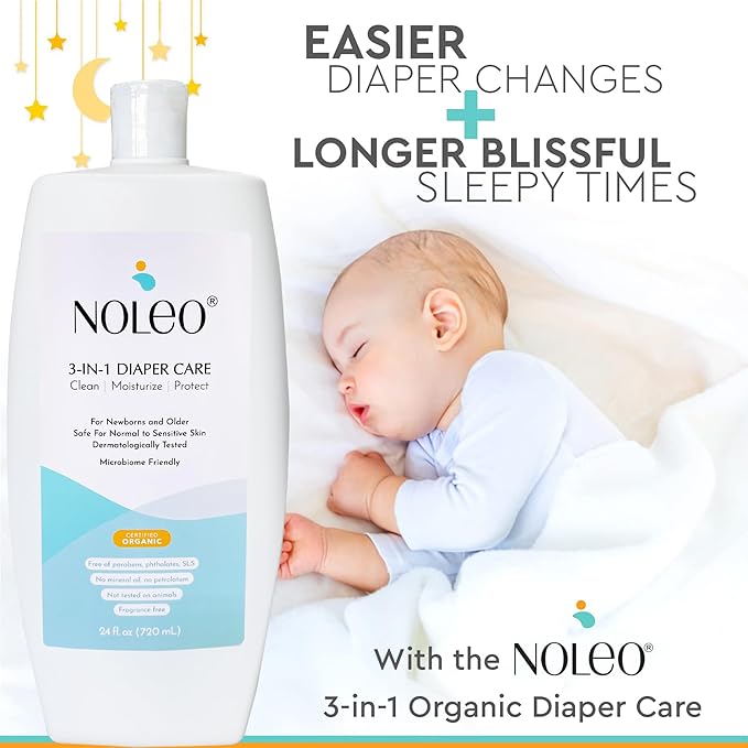 3-in-1 Diaper Care - Baby Cream, Cleanser & Lotion Organic - Diaper Rash - Rash Ointment - Cream to Clean, Moisturize & Protect Skin Made in France, 24 oz