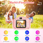 Kids Camera,HD Digital Video Camera with Protective Cover,Childrens Toys for 3 4 5 6 7 8 9 Year Old Boys/Girls,Selfie Camera for Kids,Christmas Birthday Gifts with 32GB SD Card (Unicorn Pink)