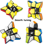 Magic Spinner Cube 2 in 1 Stickerless Brain Teasers Magic Puzzle Spinning Top Cube Rotatable Stress Relief 1X3X3 Finger Speed Cube Floppy Anti-Anxiety Fidget Toys Game for Kids Adults