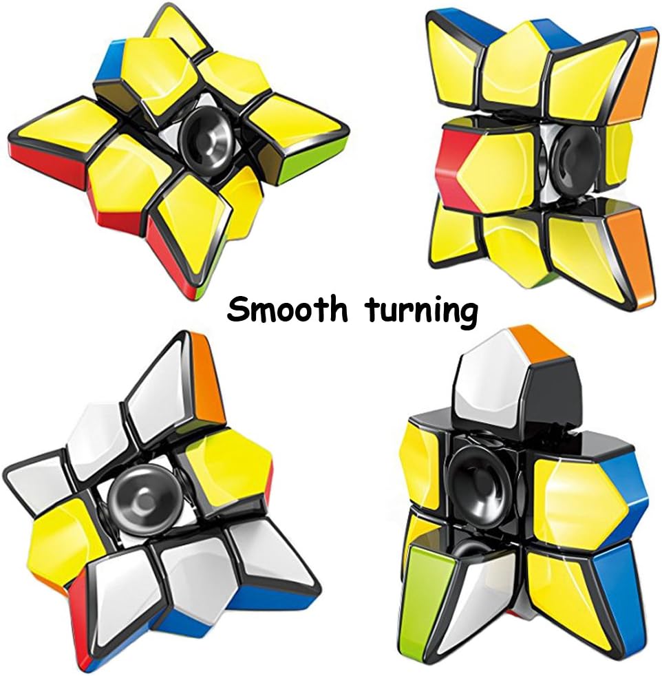 Magic Spinner Cube 2 in 1 Stickerless Brain Teasers Magic Puzzle Spinning Top Cube Rotatable Stress Relief 1X3X3 Finger Speed Cube Floppy Anti-Anxiety Fidget Toys Game for Kids Adults