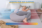 INSEN Cooling Pregnancy Pillow, Maternity Pillow with Tencel Cover,C Shaped for Pregnant and Side Sleeping (Cooling Light Grey)