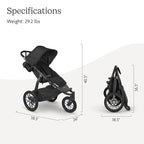 UPPAbaby Ridge Jogging Stroller/Durable Performance Jogger with Never-Flat Tires/Built for Walking, Running, Hiking/Water Bottle Holder and Basket Cover Included/Jake (Charcoal/Carbon Frame)