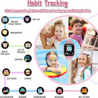 Kids Smart Watch Gift for Girls Ages 3-12, IP67 Waterproof, 32 Puzzle Games, HD Touchscreen Dual Camera Vedio Pedometer Music Player, Kids Watch Toy Birthday Gifts for Girls Ages 5 6 7 8 9 10 (Pink)