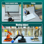 Adeept 5DOF Robotic Arm Kit Compatible with Arduino IDE, Programmable DIY Coding STEM Educational 5 Axis Build Robot Arm, Robot Starter Kit with OLED Display Processing Code and Tutorials - Blue