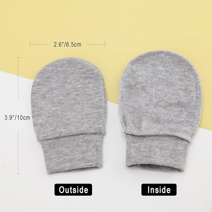 BQUBO Newborn Infant Toddler Mittens No Scratch Cotton Elastic Wrist Gloves Hypoallergenic for 0-6 Months Baby Boys Girls