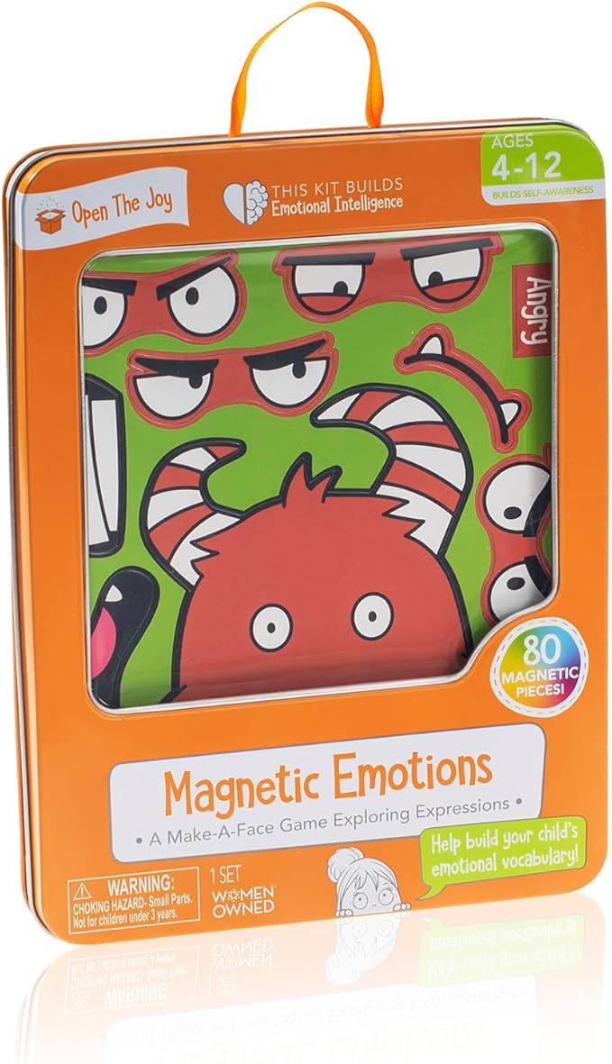Open The Joy Magnetic Emotions Playset: Explore, Learn, and Express Feelings with Mix and Match Magnetic Characters and Expressive Faces - Ages 4 and Up