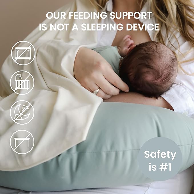 snuggle me Organic Nursing Pillow (New 2025 Design) | Bottle & Breastfeeding Pillow with Organic Cotton Cover & Fiberfill, Machine Washable Feeding Pillow, Newborn Essentials Must Haves (Slate) - v2