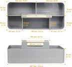 Baby Shower Caddy Plastic Nursery Portable Storage Organizer Caddy Tote for Child/Kids, Divided Basket Bin with Wood Handle for Bathroom, Dorm Room, Holdsn Bottles, Spoons, Gray