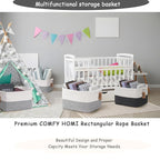 COMFY-HOMI 3-Pack Cotton Rope Woven Basket with Handles for Shelves, Book, Cloth Basket|Dog Toy Basket for Organizingy|13.5" x 11" x 9.5" for Bedroom（White/Grey）