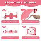 Baby Bathtub,Collapsible Baby Bath Tub with Thermometer & Soft Floating Cushion,Portable Travel Baby Bathtubs for Newborns to Toddlers 0-36 Months(Bear Pink)