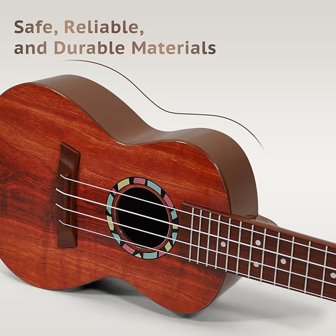 Raimy Kids Guitar Ukulele - 21in Ukulele Guitar Toys for Kids Ages 3 4 5 6 7+ Year Old Boys Girls Simulated Sound Quality Music Instruments Learning Education (Mahogany)