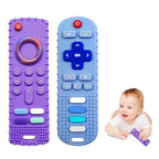 2-Pack Silicone Baby Teething Toys, TV Remote Teethers for 6-12-18 Months Infant, Fire Stick Remote Control Shape Baby Silicone Teethers, Chew Toys for Boys and Girls (New-F Purple+R Blue)