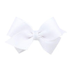 Wee Ones Girls' Plain Wrap Classic Grosgrain Hair Bows on a WeeStay No-Slip Hair Clip, Handmade, Wee, White