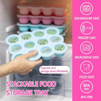Baby Food Storage 12 x 1.5OZ Silicone Freezer Tray with Lid, Food Grade Silicone Containers for Purees & Vegetables Pink