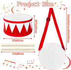 Kids Drum Set,8 in Wooden Toy Drum Set,Educational Baby Musical Toys Drum with Adjustable Strap 2 Drumsticks,Sensory Musical Instrument Drum Toy for Toddler Boys & Girls Gift(Red)