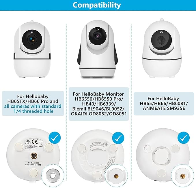 Adjustable Baby Monitor Mount for HelloBaby HB65/HB40/HB6550/HB66/HB6339/HB6550 Pro, ANMEATE SM935E, Universal Baby Monitor Wall Mount with Perfect View and Easy to Install