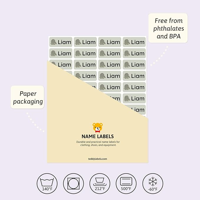 Personalized Name Labels for Kids (120) – Custom Waterproof & Durable Stickers for Clothing, Daycare, Office & School Supplies - Dinosaurs