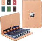 ALLIVE Passport Holder for Travel, Genuine Leather Passport Holder with Airtag Women Men,Travel Must Haves Airport Essentials, Passport Cover Travel Gifts Beige