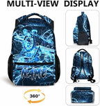 Kids Backpack for Boys, Personalized Train Schoolbag Casual Bag for Primary Senior Middle, 17 Inch Lightweight Durable Custom Lightning Backpacks, Cool Back to School Gift