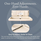 Foundations Ultra Horizontal Wall Mounted Baby Diaper Changing Station, Oversized Changing Surface, Plastic w/Heavy Duty Stainless Steel Hinge - Cream (200-EH-08)