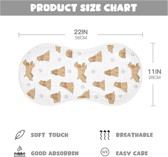 1 Pack Muslin Burp Cloths American Cocker Dog White Cotton Baby Burp Cloths Ultra Absorbent Burping Cloth Soft Spit Up Rags for Baby Boys Girls 22x11 Inch